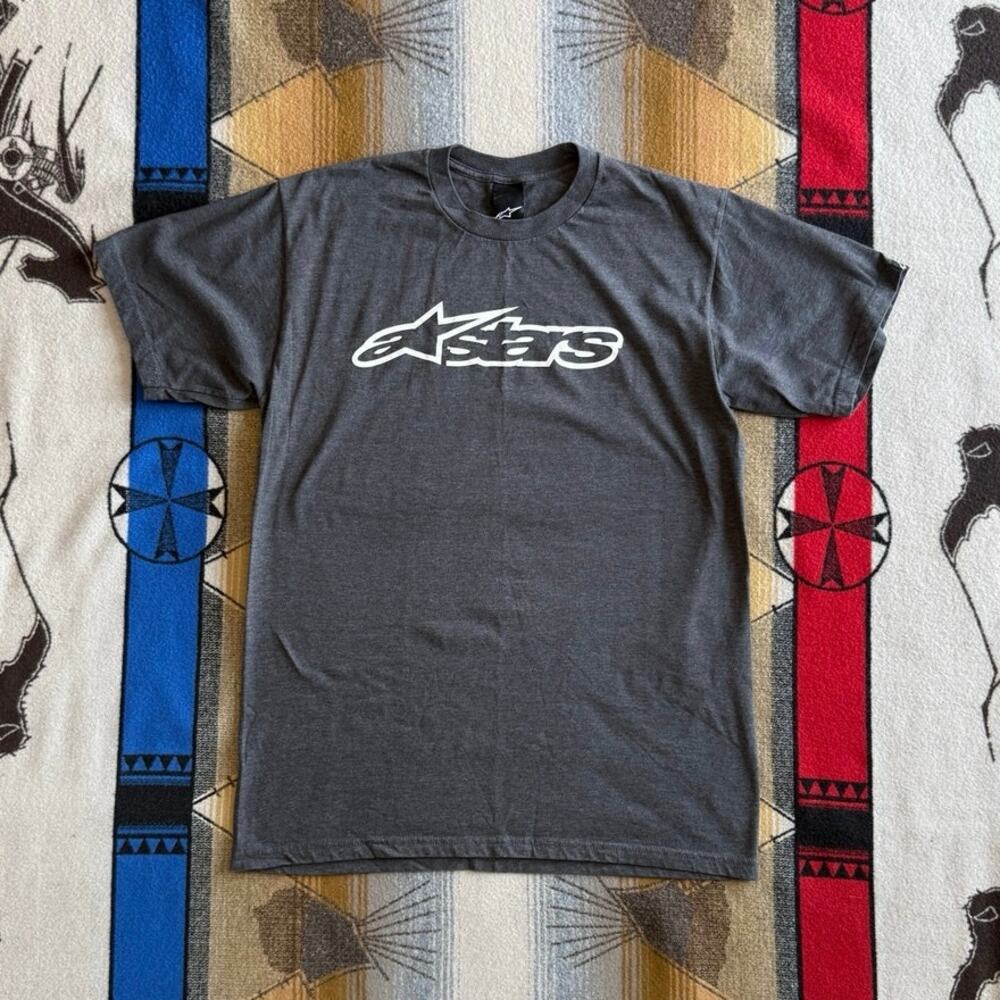 Vintage Y2K Men’s Alpinestars Motocross T-Shirt Size Large Gray White Grunge